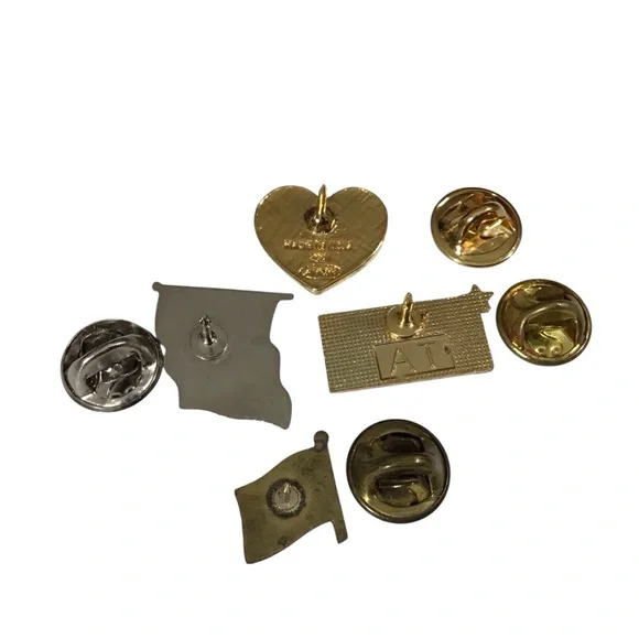 4 Pins American Flag Enamel Red White Blue Avon Heart Stars Brooch Jewelry - Picture 2 of 4